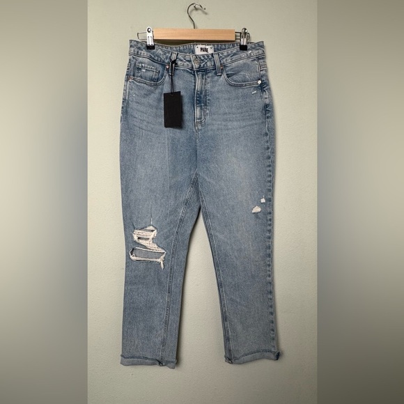 NWT PAIGE High-Rise Jeans Brigitte‎ Raw Hem Cuf in Cori Destructed Denim Size 29 - Picture 6 of 10